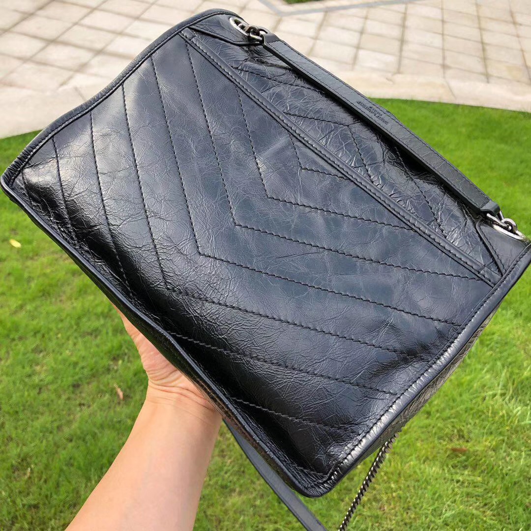 YVES SAINT LAURENT 聖羅蘭 YSL niki 中號 油蠟皮 流浪包 肩背 斜挎包 側背包 6331580