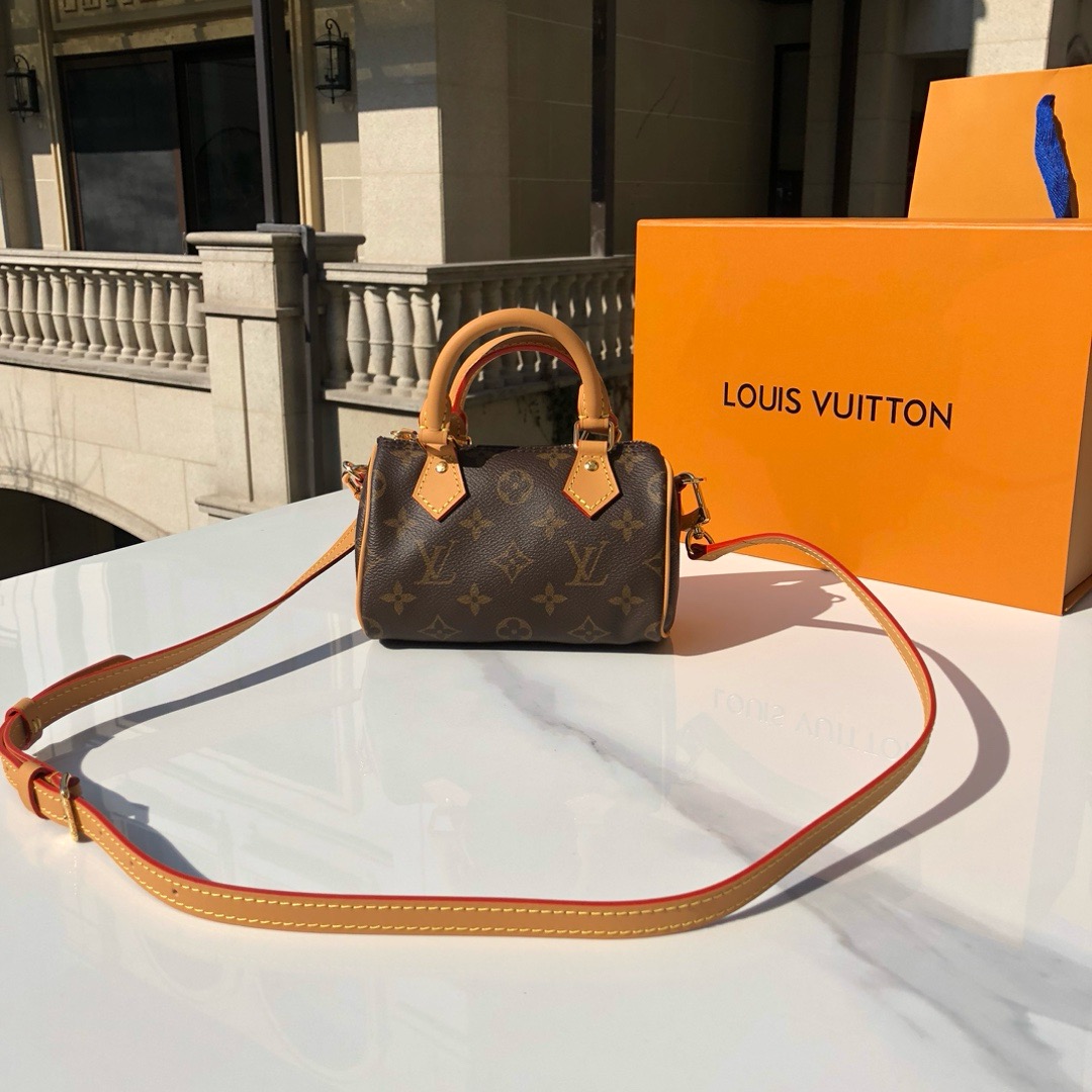 LV 路易威登 22新款 NANO SPEEDY 經典老花 枕頭包 手提包 單肩包 斜挎包 M81085