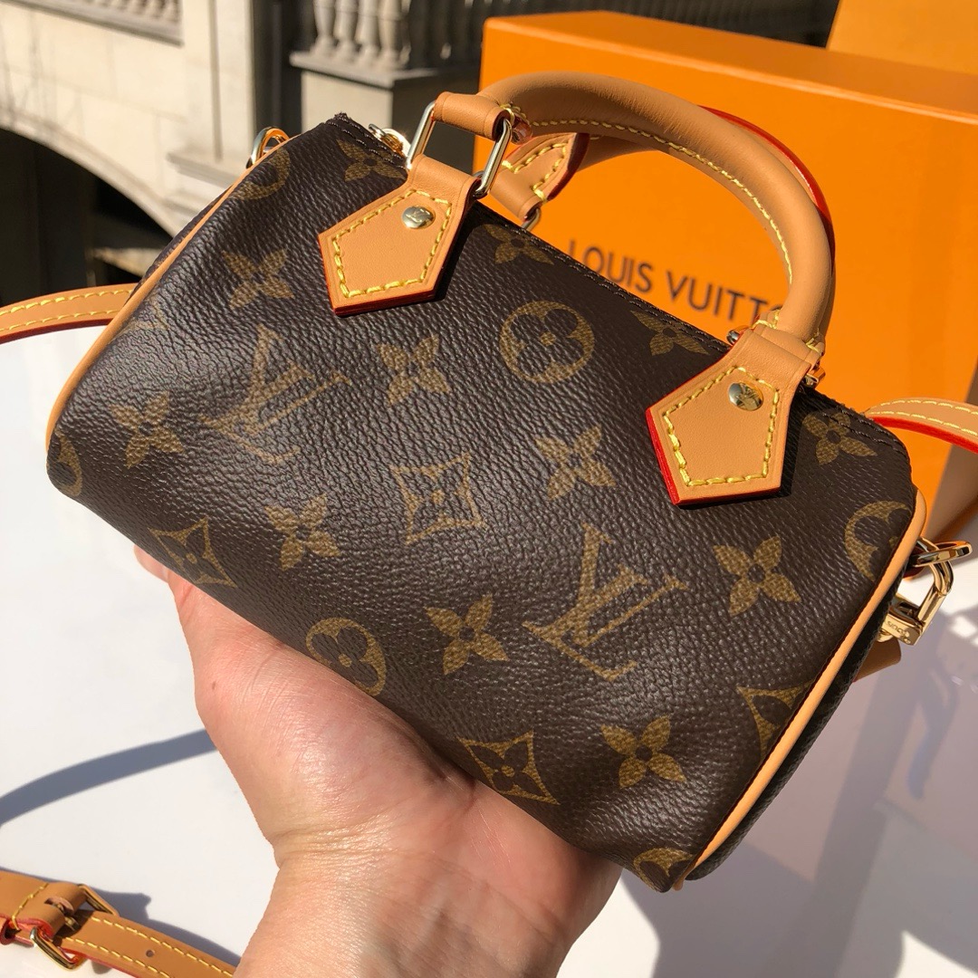 LV 路易威登 22新款 NANO SPEEDY 經典老花 枕頭包 手提包 單肩包 斜挎包 M81085