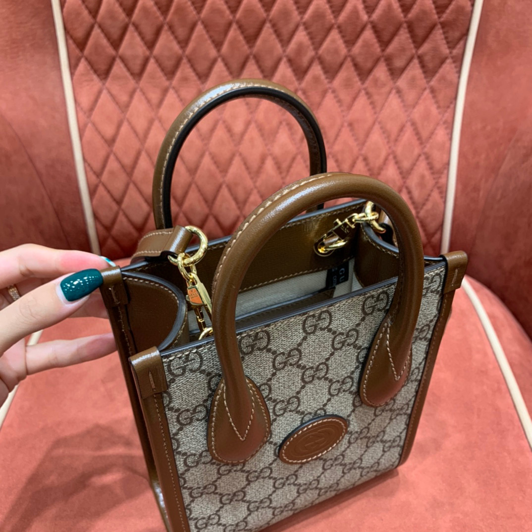 GUCCI 古馳 1955系列 PVC防水帆布 牛皮 tote mini 琴譜包 手提包 肩背 斜挎包 側背包