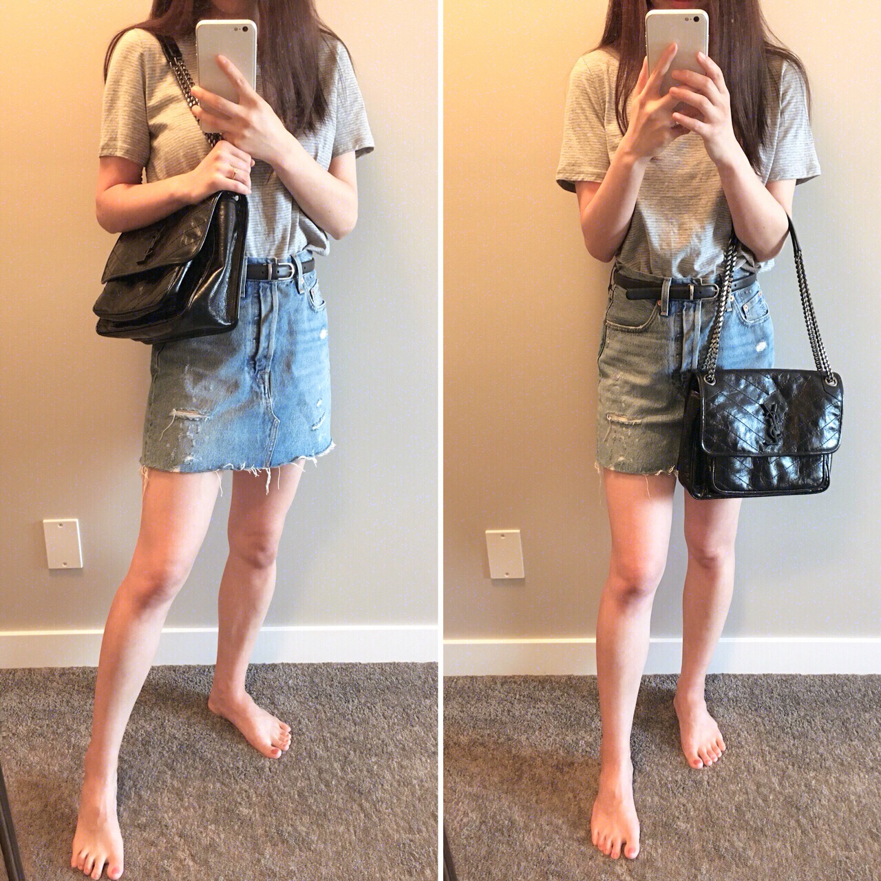 YVES SAINT LAURENT 聖羅蘭 YSL niki 中號 油蠟皮 流浪包 肩背 斜挎包 側背包 6331580