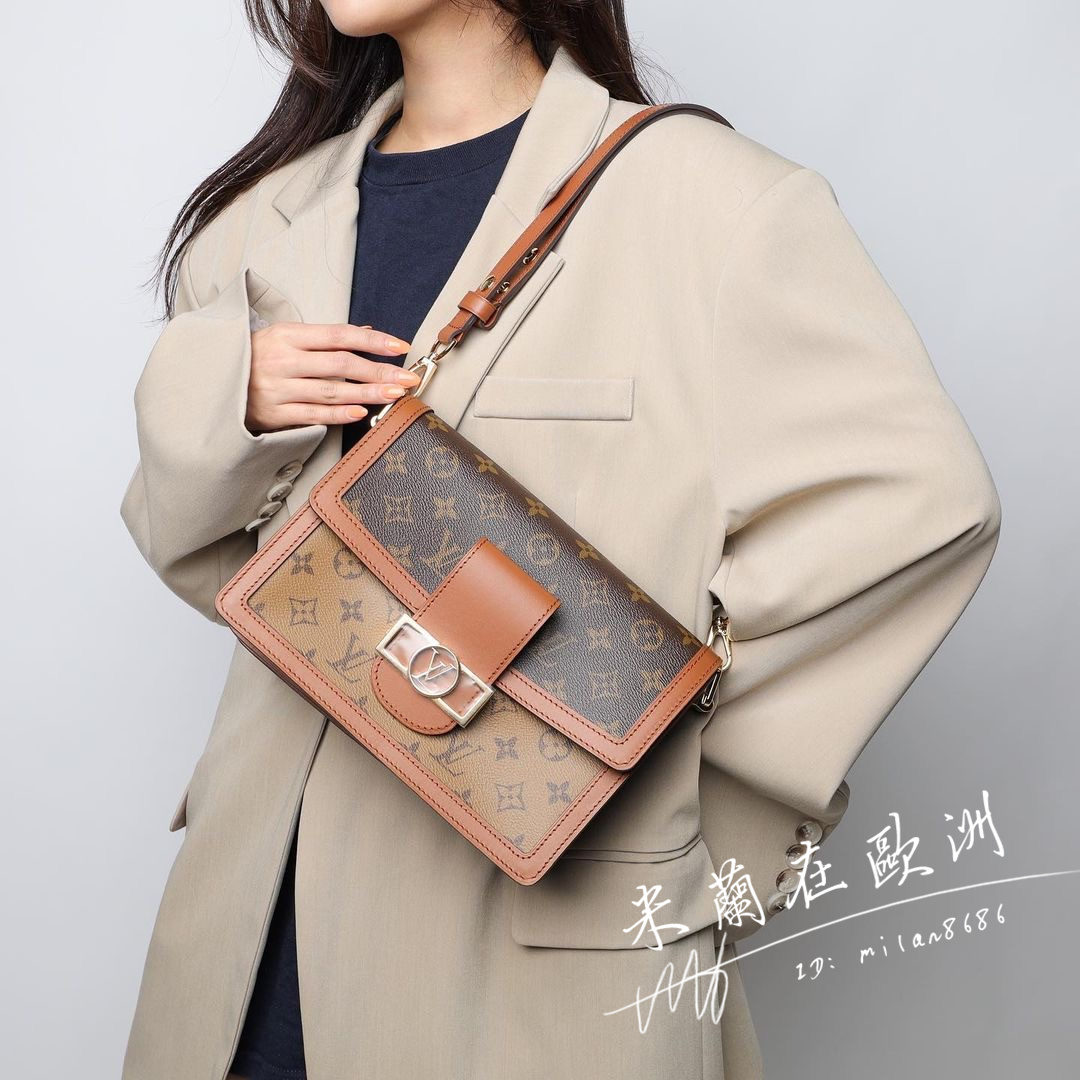 LV 路易威登 DAUPHINE 達芙妮 老花拼皮 單肩包 斜挎包M45959 M45958迷你/中號