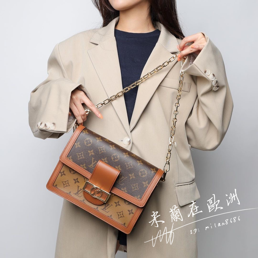 LV 路易威登 DAUPHINE 達芙妮 老花拼皮 單肩包 斜挎包M45959 M45958迷你/中號