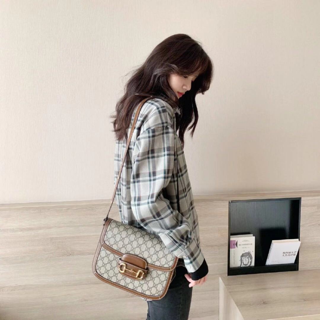 GUCCI 古馳 1955 Horsebit 馬鞍包 PVC防水布 翻蓋包 肩背 斜挎包 側背包 602204 