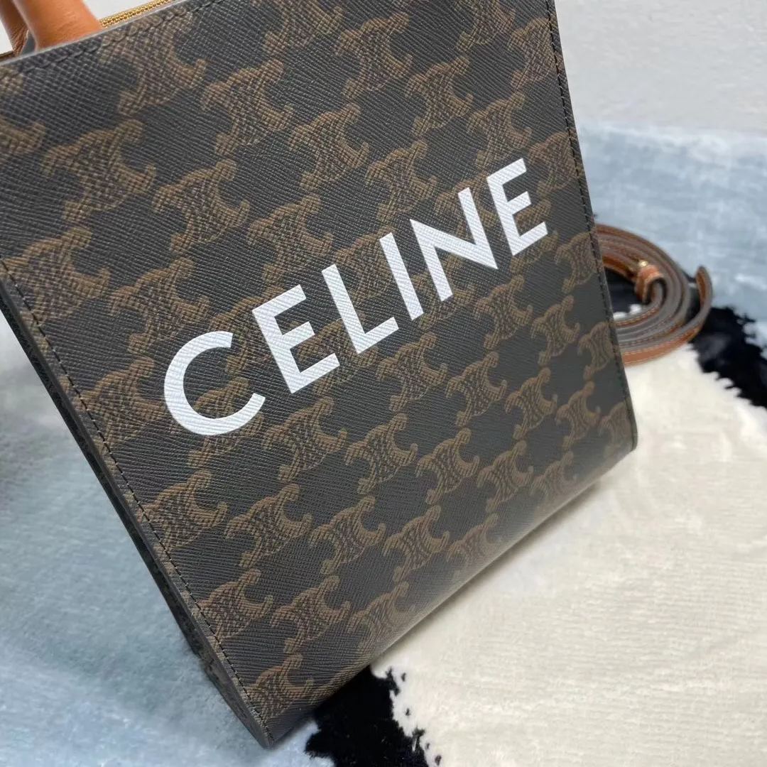 CELINE 凱旋門 老花 托特包 mini tote 購物袋 肩背 斜挎包 側背包 黃褐色