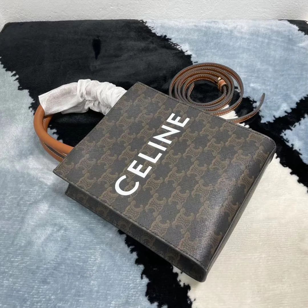 CELINE 凱旋門 老花 托特包 mini tote 購物袋 肩背 斜挎包 側背包 黃褐色