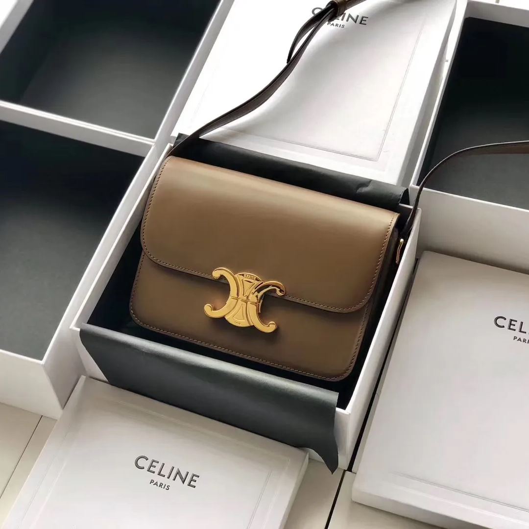 CELINE 賽琳 TRIOMPHE 凱旋門 牙簽紋 小號 中號 手提包 單肩包 斜挎包188423 黑色