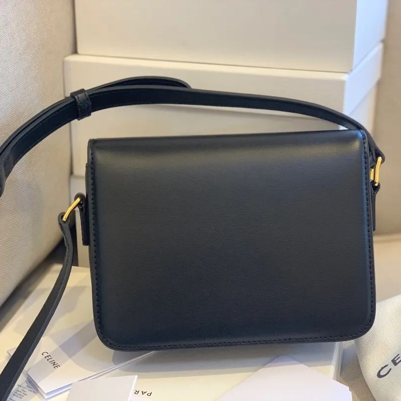 CELINE 賽琳 TRIOMPHE 凱旋門 牙簽紋 小號 中號 手提包 單肩包 斜挎包188423 黑色