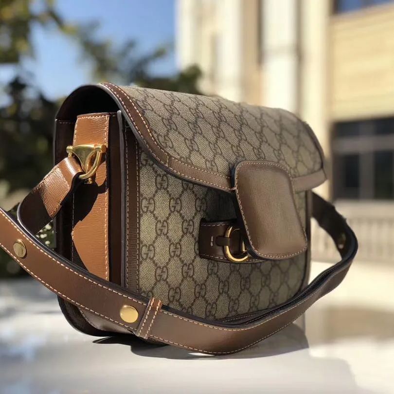 GUCCI 古馳 1955 Horsebit 馬鞍包 PVC防水布 翻蓋包 肩背 斜挎包 側背包 602204 