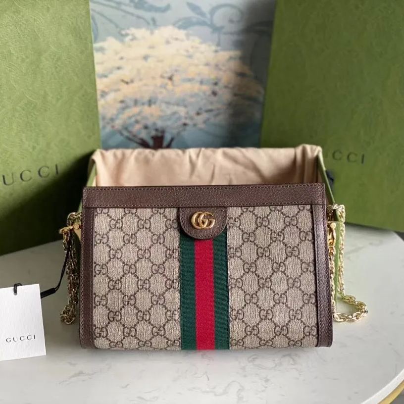 GUCCI 古馳 Ophidia系列 PVC防水布 貝殼包 復古款 鏈條包 斜背包 復古 503877 503876