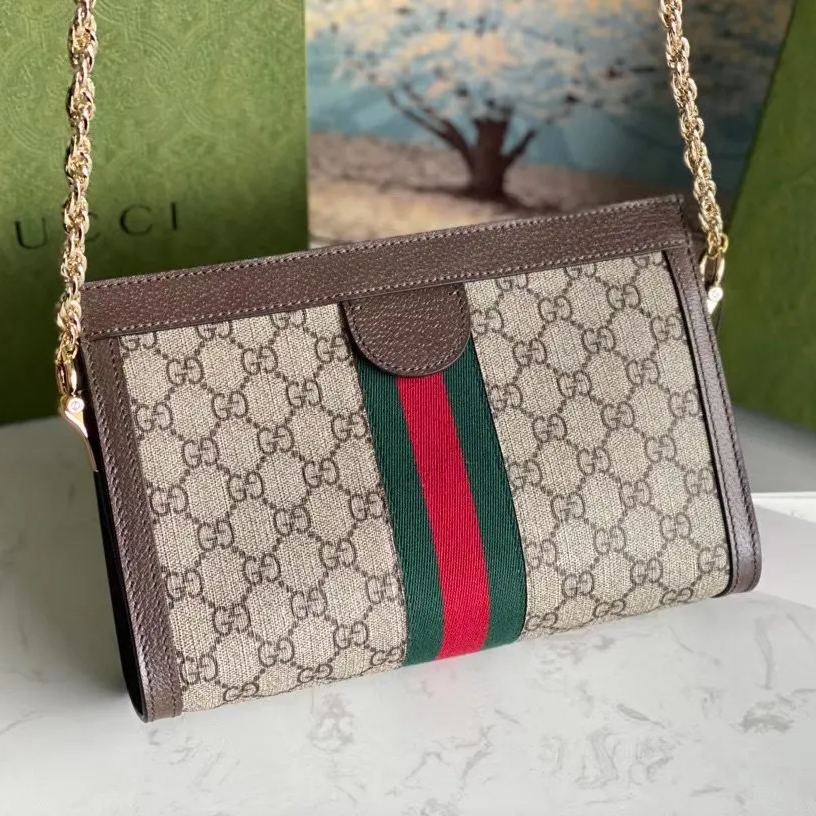 GUCCI 古馳 Ophidia系列 PVC防水布 貝殼包 復古款 鏈條包 斜背包 復古 503877 503876