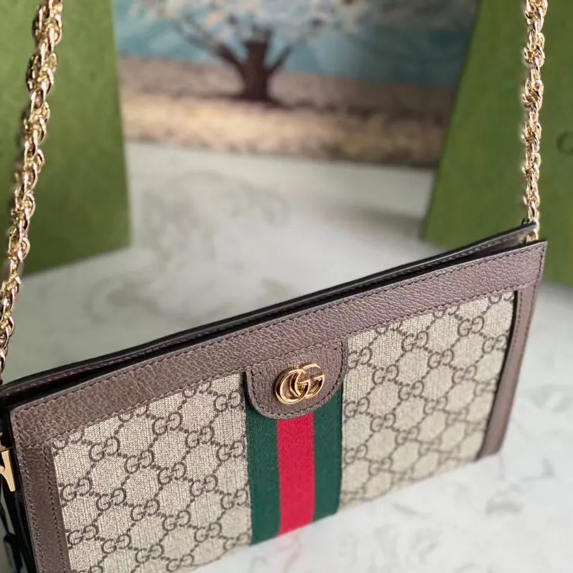 GUCCI 古馳 Ophidia系列 PVC防水布 貝殼包 復古款 鏈條包 斜背包 復古 503877 503876