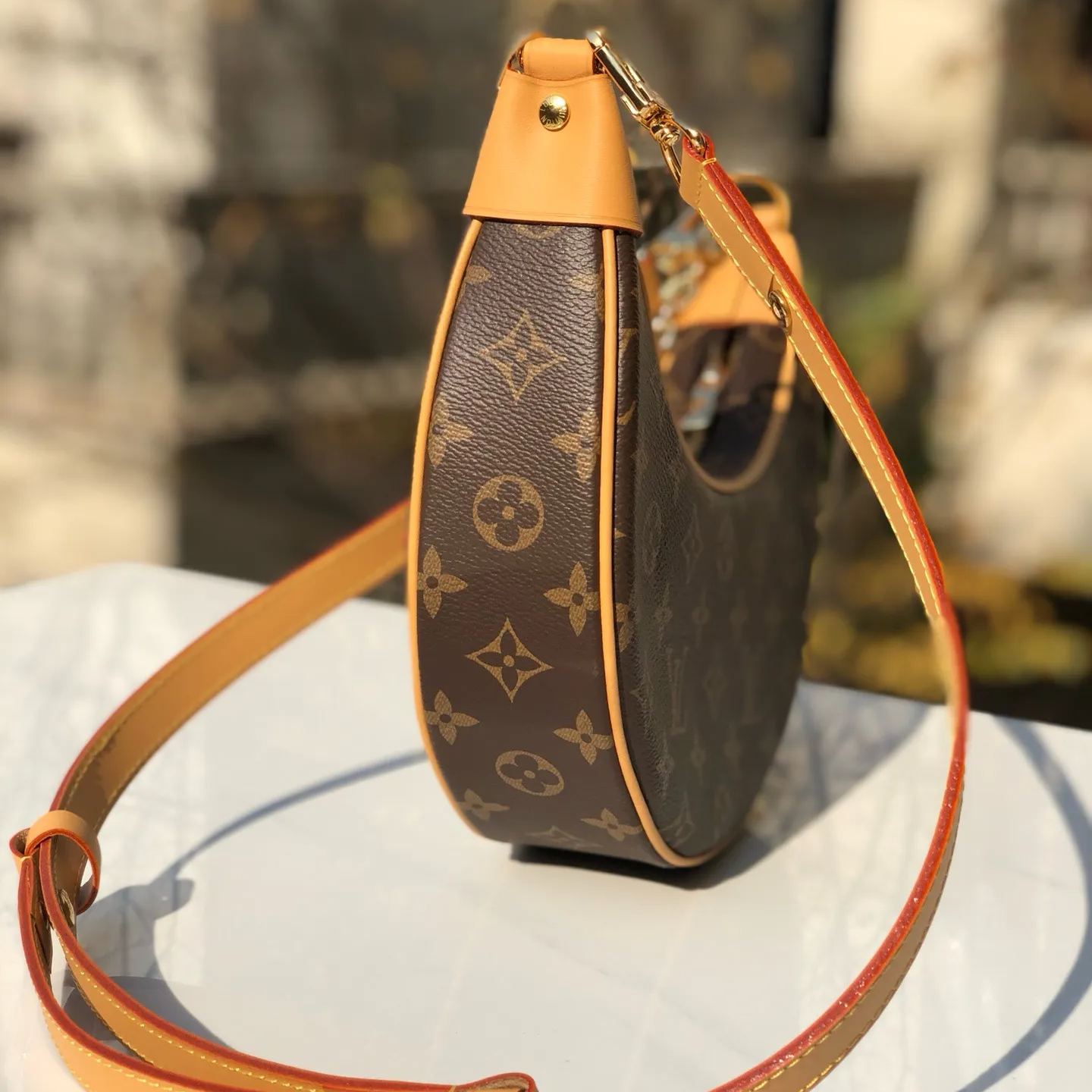 LV 路易威登 LOOP 手袋 經典老花 腋下包 單肩包 牛角包 半月包