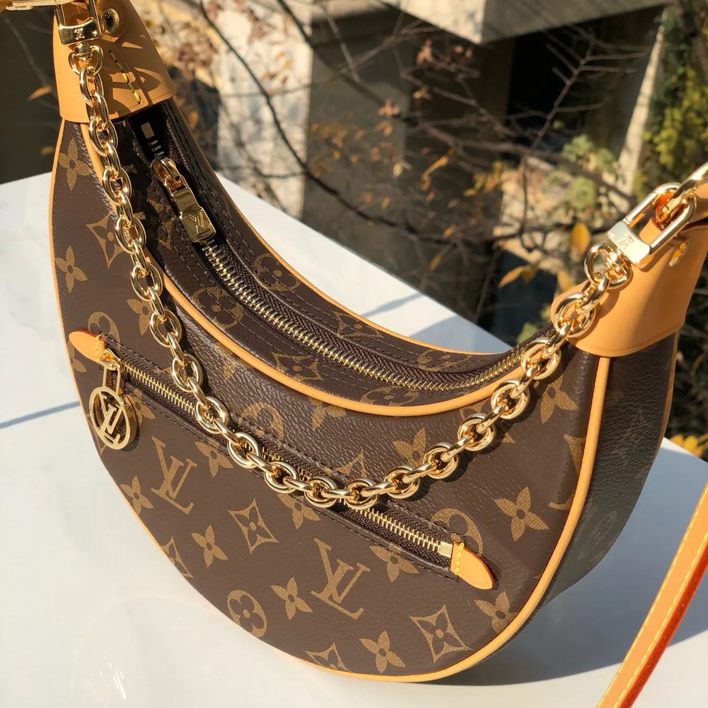 LV 路易威登 LOOP 手袋 經典老花 腋下包 單肩包 牛角包 半月包