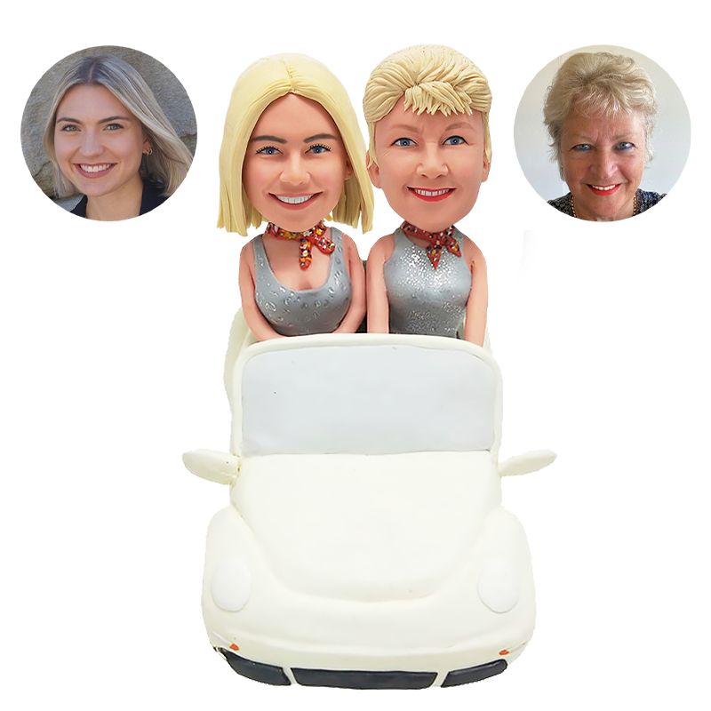 custom bobbleheads figures best friends pretty ladies in the car