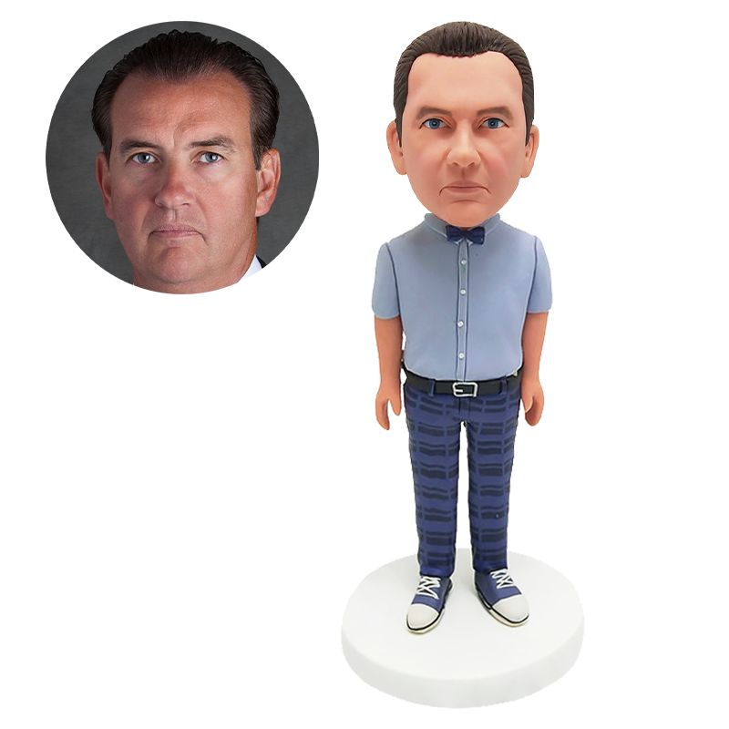 customised bobble head figure man with a bow tie-For Testing