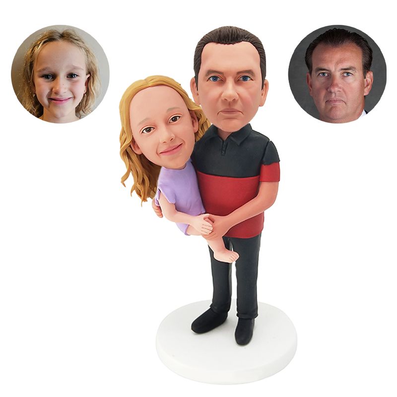 custom bobblehead smiling father with baby