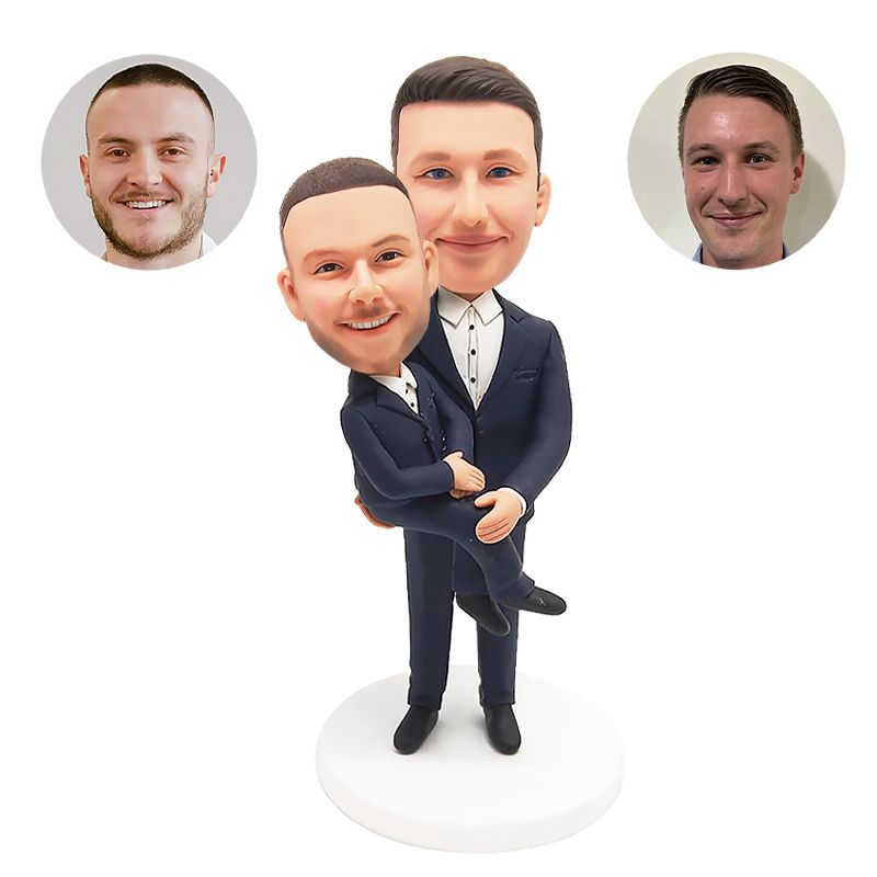 custom made bobblehead friendly colleagues smiling