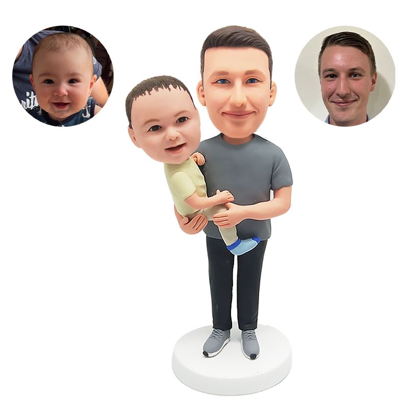 custom bobblehead figurine kind father with baby
