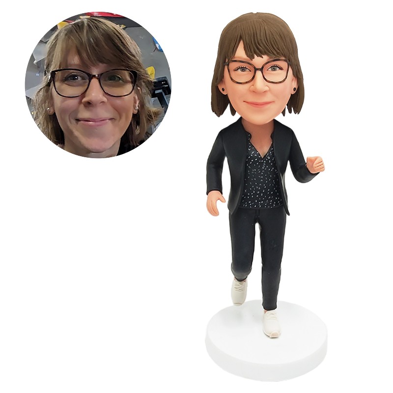 custom bobblehead figurine running woman running