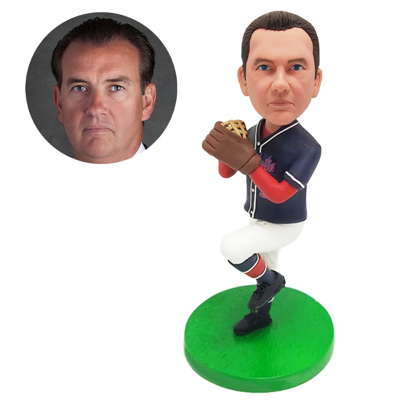 bobble head figurine baseball pitcher holding a baseball