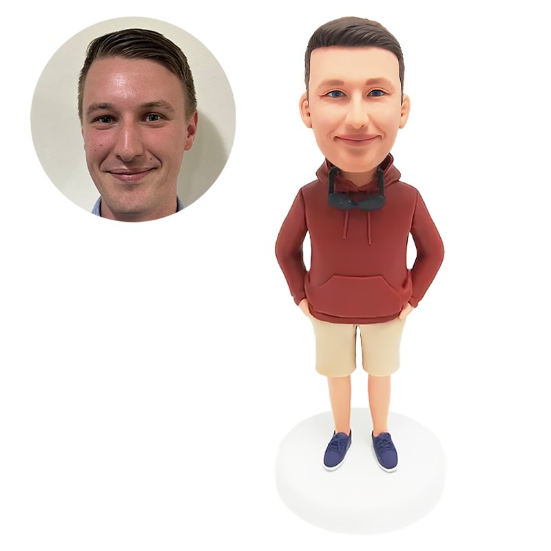 custom bobblehead casual man with hands in pockets