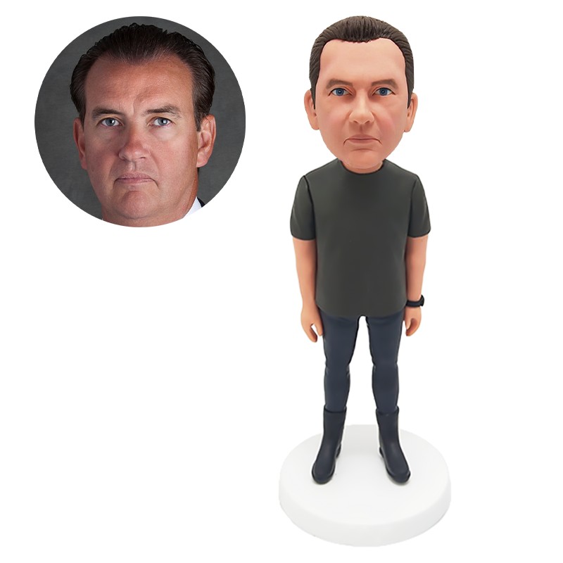 custom bobblehead figurine casual man with a watch