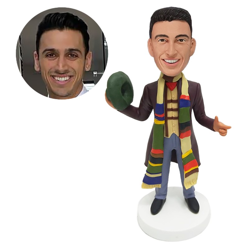 custom bobblehead fashion man holding hat