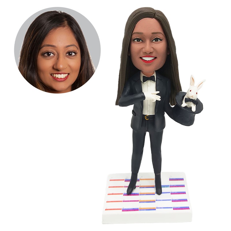 custom bobble head magician performing magic tricks
