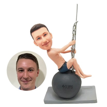 personalized bobblehead man holding an iron chain