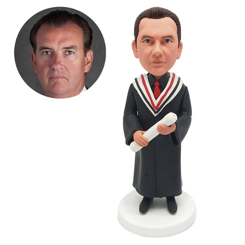 bobblehead custom graduate holding a certificate
