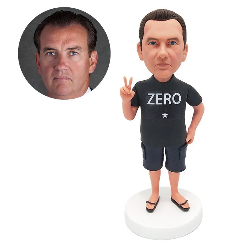 custom made bobblehead man making gesture
