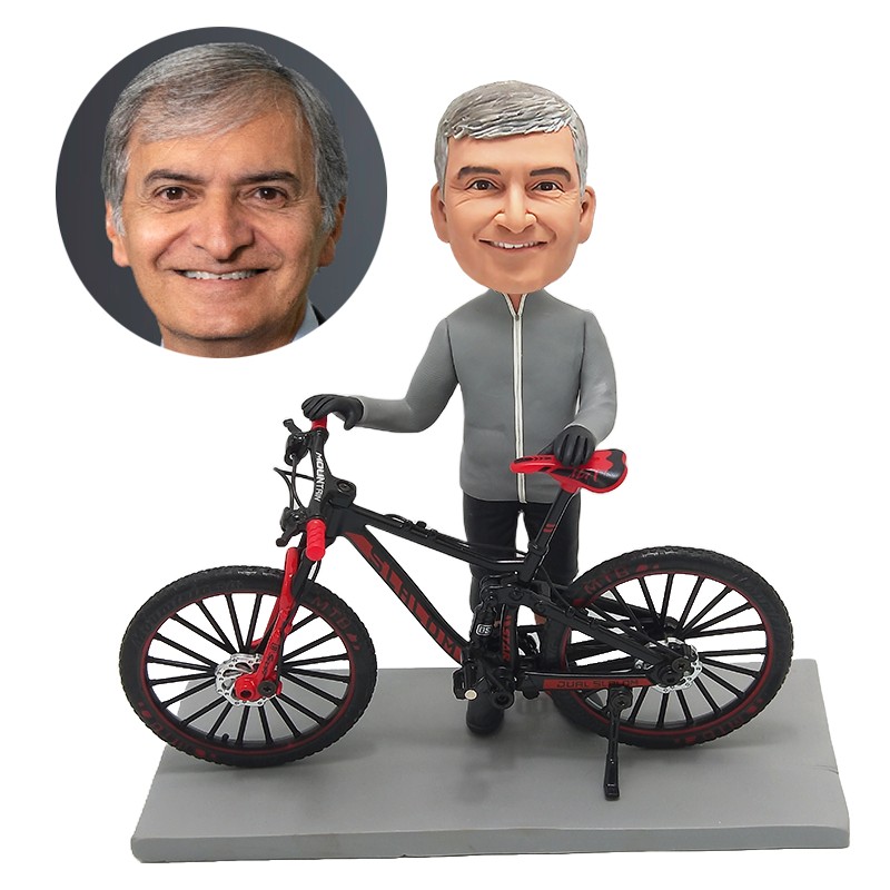personalised bobble head man with a bicycle