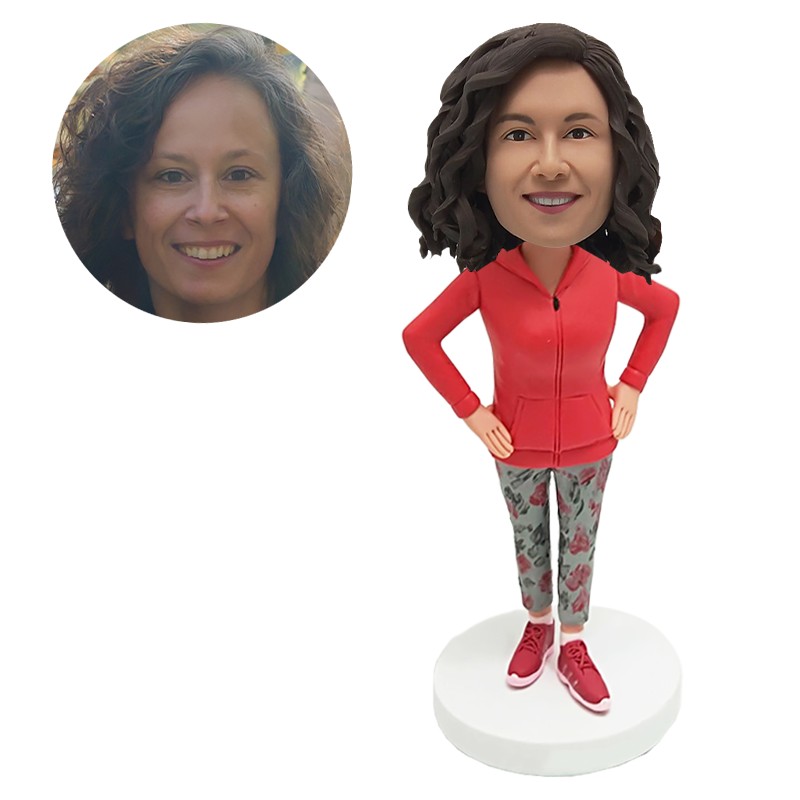 custom bobblehead figure casual woman with hands on the hips