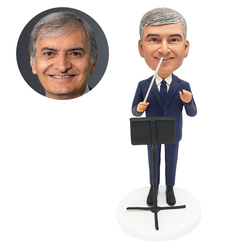custom made bobblehead conductor holding a baton