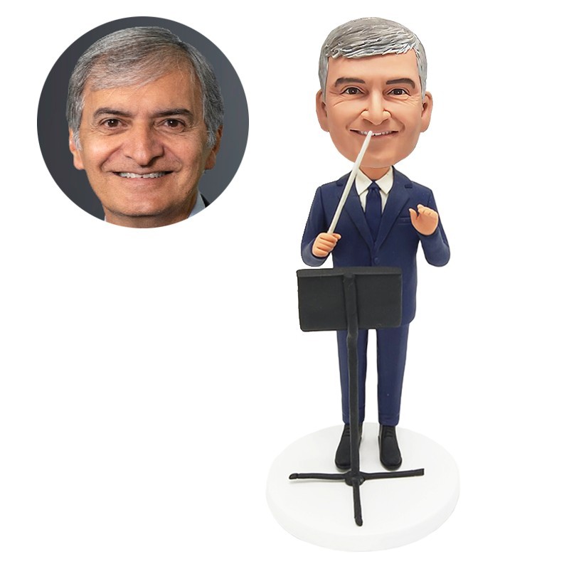 custom made bobblehead conductor holding a baton