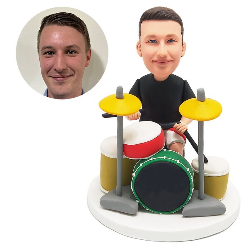 bobblehead custom drummer beating a drum