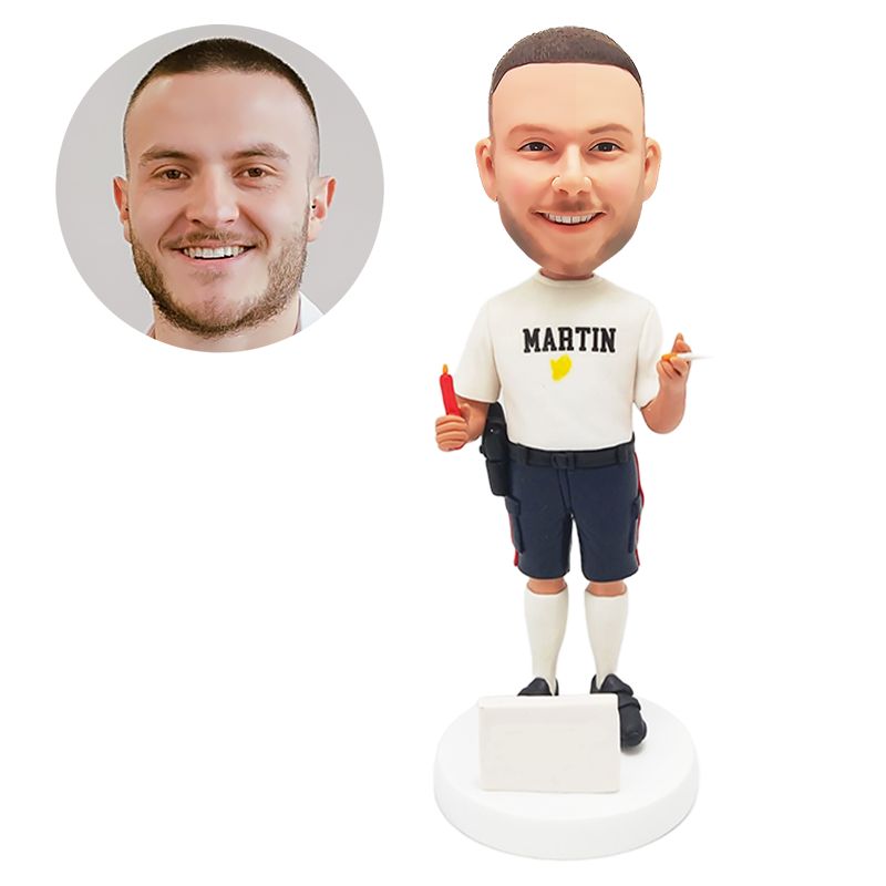 custom bobblehead figure man holding a cigarette
