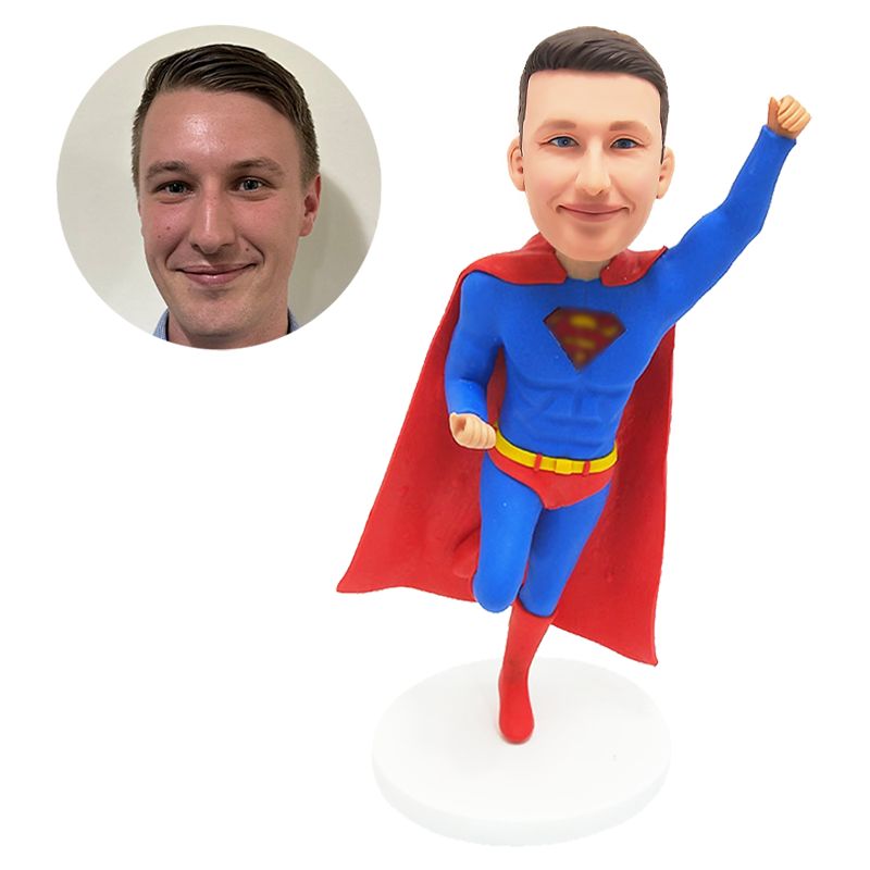 bobblehead custom superhero superman with one hand up