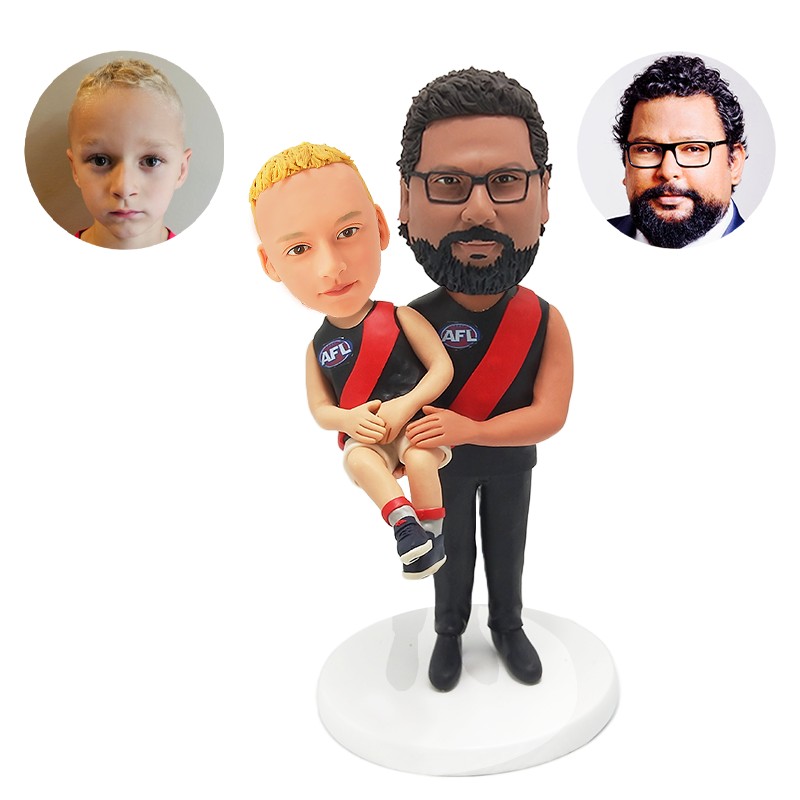 custom bobble head afl father holding his son