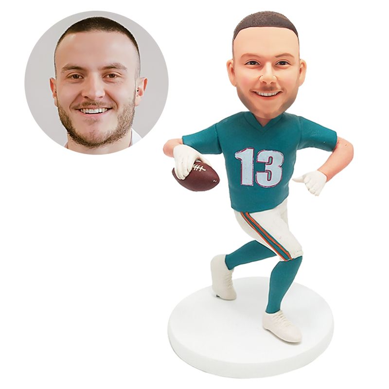 custom bobblehead football player running with a ball