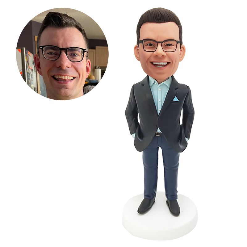 personalized bobblehead male boss with hands in pockets