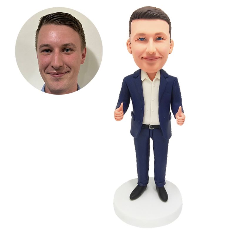 personalised bobble head male boss with thumbs up