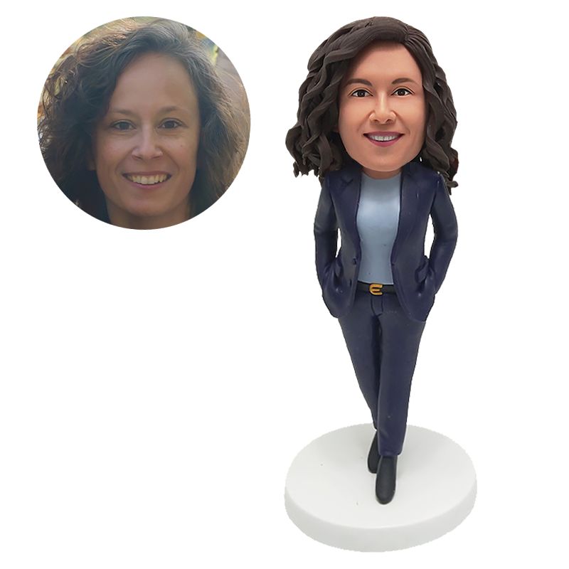 custom made bobblehead colleague with hands in pockets
