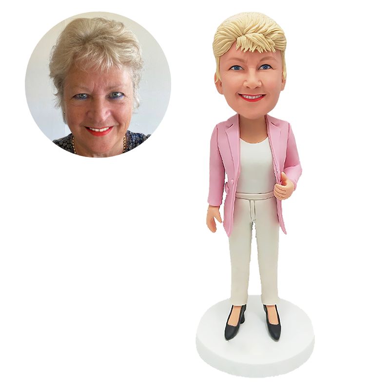 custom bobble head elegant lady with one thumb up