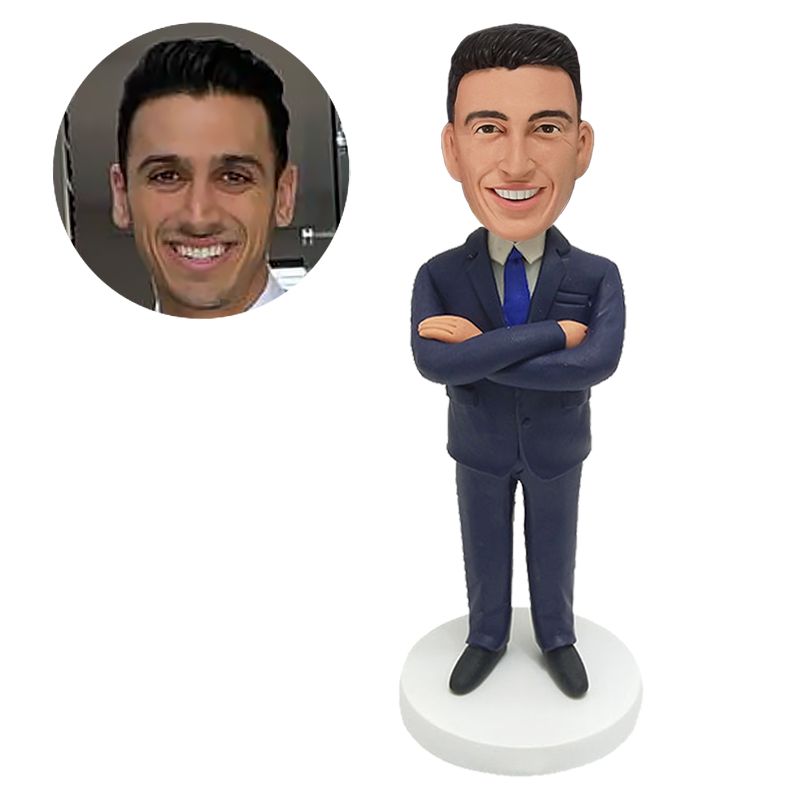 custom bobblehead male boss with crossed arms on chest