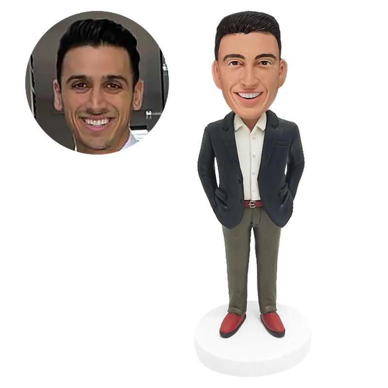 custom bobble head male boss colleague with hands in pockets