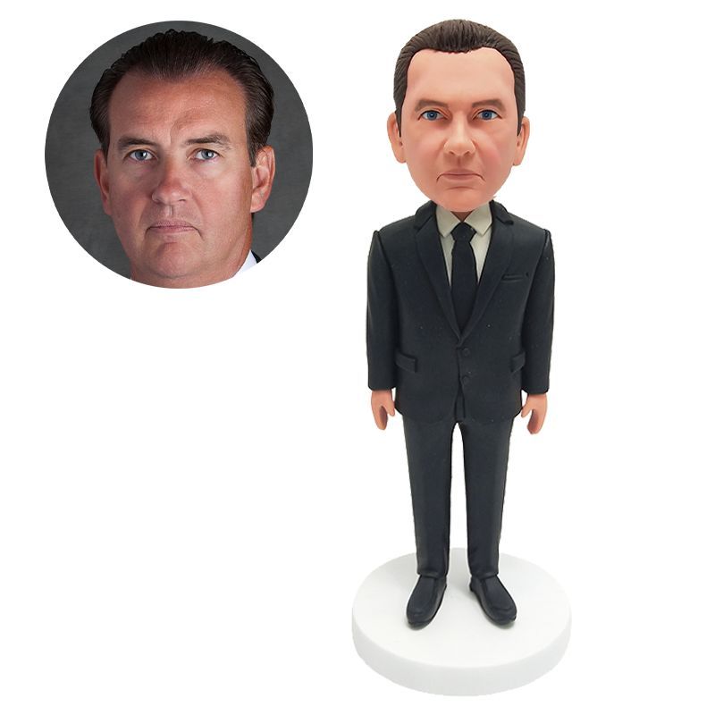 custom bobblehead wedding groom in black suit