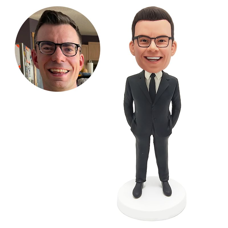 custom made bobblehead wedding groom with hands in pockets