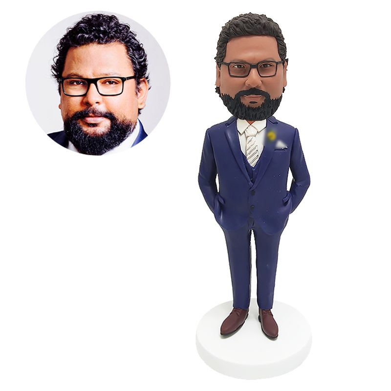 custom bobble head groom or groomsman with hands in pockets